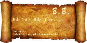 Bécsi Bálint névjegykártya